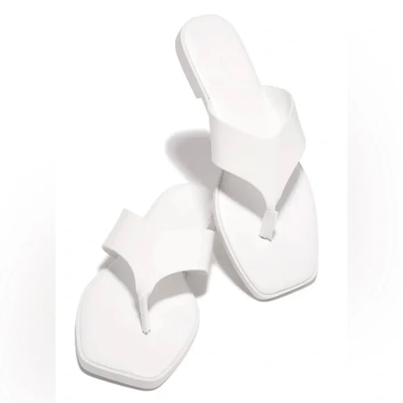 White Thong Slip On Sandal - Picture 2 of 6